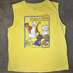 Women's Disney Aristocats Graphic Tank Top Cropped Size Large Yellow